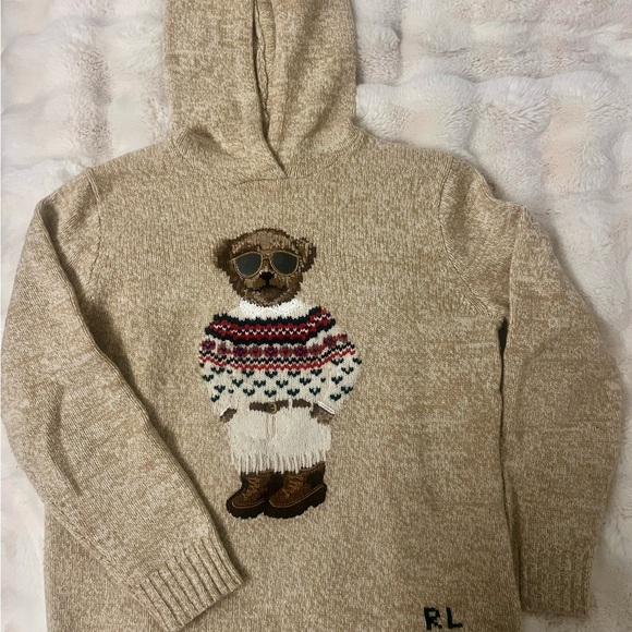 Ralph Lauren Tan Bear Hoodie Sweater for women
